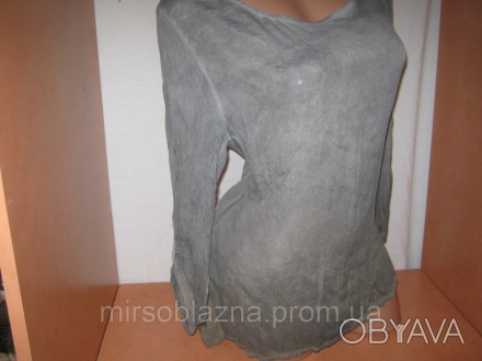  Женская блуза б/у, серого цвета, однотонная, легкий материал (на ощупь перед и . . фото 1