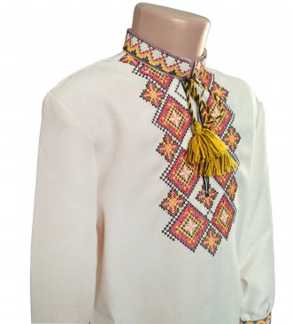 Вышиванка для мальчика с богатой вышивкой на груди Червоно чорний з жовтим орнам. Войтовцы. фото 1