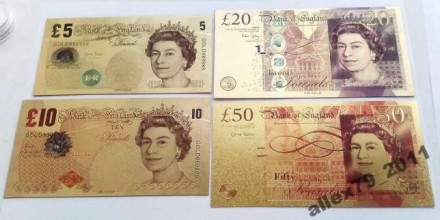 Англия Золотая банкнота 50 фунтов
Банкнота сувенир представляет собой тонкий сл. . фото 2