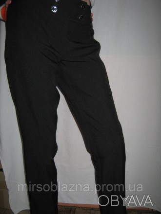  Элегантные женские брюки б/у, укороченные, посадка средняя, костюмная ткань, че. . фото 1