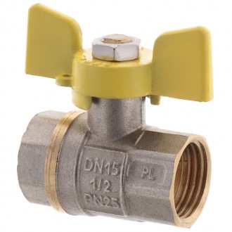 Кран шаровый FERRO PL 1/2" ГГБ газ art. 602 (латунный шар) (FE0559). Харьков. фото 1