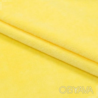 Ткань трикотажная Велюр, Х/Б, 95% на 5%. Пенье, цвет - Желтый, в наличии, купить. . фото 1