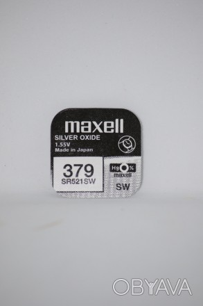 Батарейка для часов. Maxell SR521SW (379) 1.55v 16mAh 5.8x2.15mm Серебрянно-цинк. . фото 1