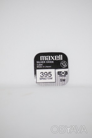 Батарейка для часов. Maxell SR927SW (395) 1.55V 57mAh 9,5x2.73mm Серебрянно-цинк. . фото 1