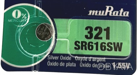 Батарейка для часов. muRata/Sony SR616SW (321) 1.55V 16mAh 6.8x1,65mm Серебрянно. . фото 1