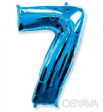 Синяя фольгированная цифра "7". Предназначена для использования в оформлении воз. . фото 1