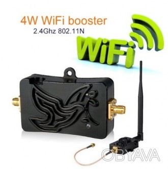4 Вт Wi-Fi репитер усилитель (бустер) 802.11b/G/N 2400 мГц - 2500 мГцМощный усил. . фото 1