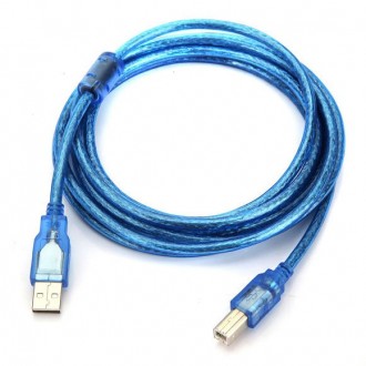 Кабель USB 2.0 AM-BM с ферритом для принтера 10 м, синий. Днепр. фото 1 Кабель USB 2.0 AM-BM с ферритом для принтера 10 м, синий. Днепр. фото 1