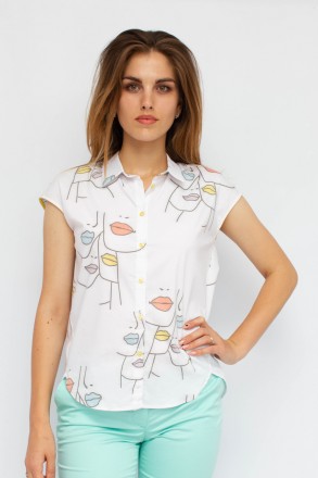 
Легкая блузка от турецкой фабрики Perzoni. Цвет блузки белый с узором в виде аб. . фото 2