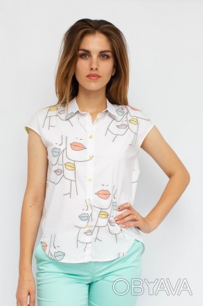 
Легкая блузка от турецкой фабрики Perzoni. Цвет блузки белый с узором в виде аб. . фото 1