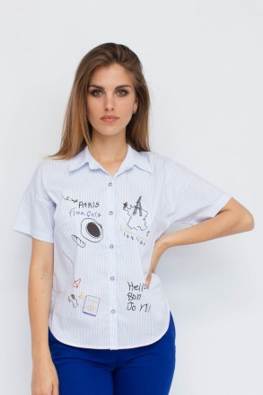 
Легкая блузка от турецкой фабрики Perzoni. Цвет блузки белый с узором в виде го. . фото 2