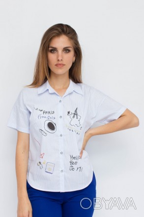 
Легкая блузка от турецкой фабрики Perzoni. Цвет блузки белый с узором в виде го. . фото 1