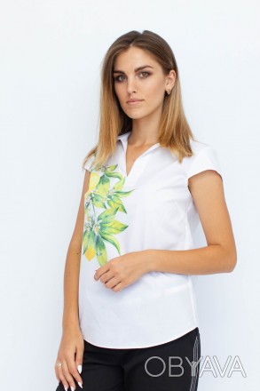 
Легкая блузка от турецкой фабрики Reaction. Блузка однотонного белого цвета с ц. . фото 1