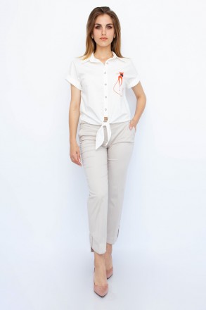 
Легкая блузка от турецкой фабрики Seul. Цвет блузки белый с узором в виде абстр. . фото 7