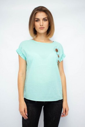 
Легкая блузка от турецкой фабрики Cliche. Блузка однотонного бирюзового цвета. . . фото 2