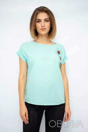 
Легкая блузка от турецкой фабрики Cliche. Блузка однотонного бирюзового цвета. . . фото 1