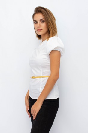 
Блузка белого цвета с желтым пояском, производство Турция. Ткань блузки легкая,. . фото 3