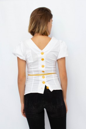 
Блузка белого цвета с желтым пояском, производство Турция. Ткань блузки легкая,. . фото 5