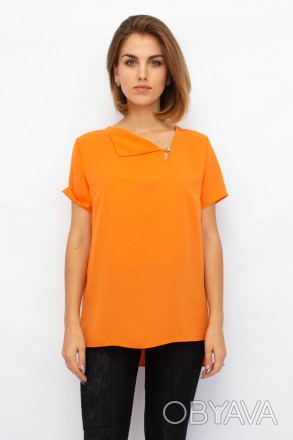 
Легкая блузка от турецкой фабрики Mascioni. Блузка однотонного оранжевого цвета. . фото 1