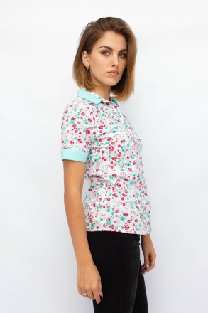 
Легкая блузка от турецкой фабрики Catania. Блузка белого цвета с цветочным прин. . фото 4