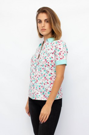 
Легкая блузка от турецкой фабрики Catania. Блузка белого цвета с цветочным прин. . фото 5