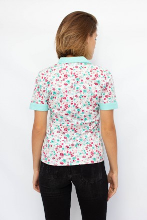 
Легкая блузка от турецкой фабрики Catania. Блузка белого цвета с цветочным прин. . фото 3