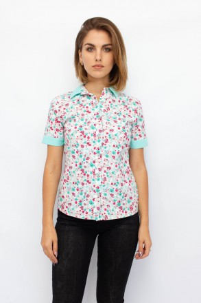 
Легкая блузка от турецкой фабрики Catania. Блузка белого цвета с цветочным прин. . фото 2