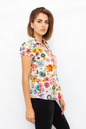 
Легкая блузка от турецкой фабрики Sisline. Блузка белого цвета с цветочным прин. . фото 4