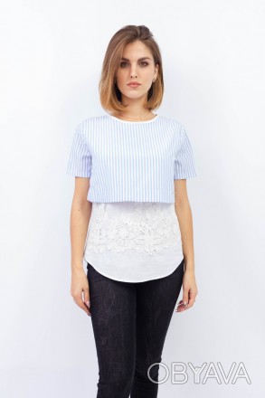 
Легкая блузка от турецкой фабрики Aron. Цвет блузки белый с синими полосками. М. . фото 1