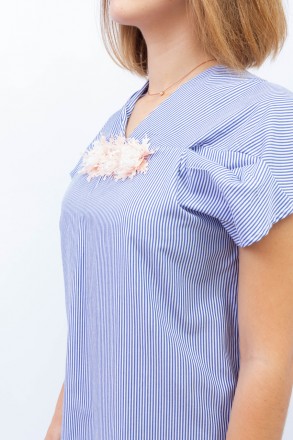 
Легкая блузка от турецкой фабрики Aron. Цвет блузки белый с синими полосками. М. . фото 6