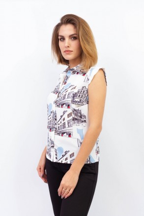 
Легкая блузка от турецкой фабрики Mer. Цвет блузки белый с абстрактным принтом.. . фото 3