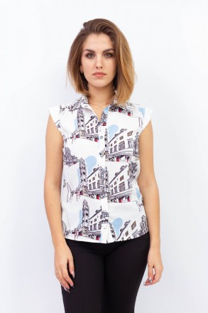 
Легкая блузка от турецкой фабрики Mer. Цвет блузки белый с абстрактным принтом.. . фото 2
