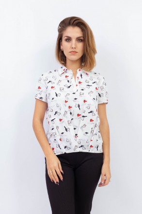 
Легкая блузка от турецкой фабрики Perzoni. Цвет блузки белый с абстрактным прин. . фото 2