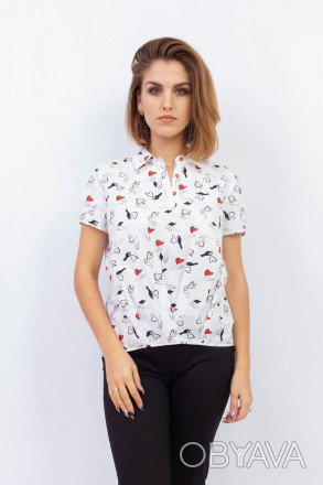 
Легкая блузка от турецкой фабрики Perzoni. Цвет блузки белый с абстрактным прин. . фото 1
