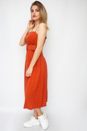 
Повседневный сарафан Dilvin, легкий, оригинальный терракотовый цвет. Платье при. . фото 3