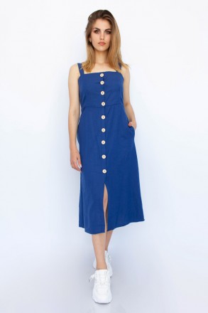 
Повседневное платье Mixray, легкое, без подкладки, синий цвет. Платье приталенн. . фото 3