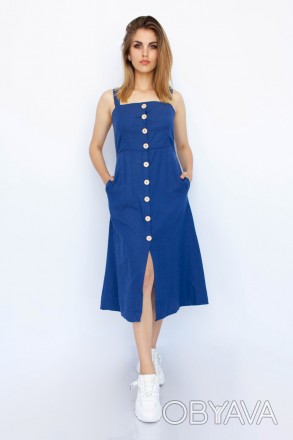 
Повседневное платье Mixray, легкое, без подкладки, синий цвет. Платье приталенн. . фото 1