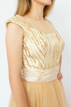 
Нарядное платье в пол золотого цвета, производство Турция. Юбка фатиновая с атл. . фото 4