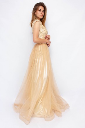 
Нарядное платье в пол золотого цвета, производство Турция. Юбка фатиновая с атл. . фото 5