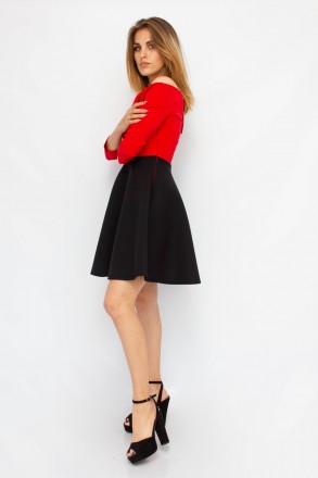 
Стильное платье Miss Nupel черная юбка и красный верх. Ткань плотная, верх немн. . фото 3
