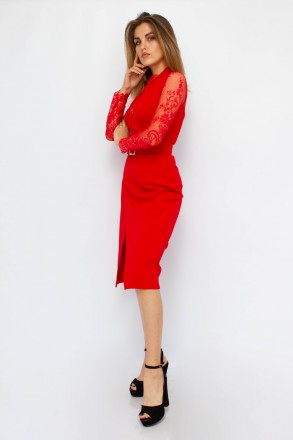 
Нарядное платье Dojery красного цвета, производство Турция. Ткань плотная, немн. . фото 4