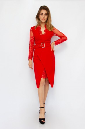 
Нарядное платье Dojery красного цвета, производство Турция. Ткань плотная, немн. . фото 2