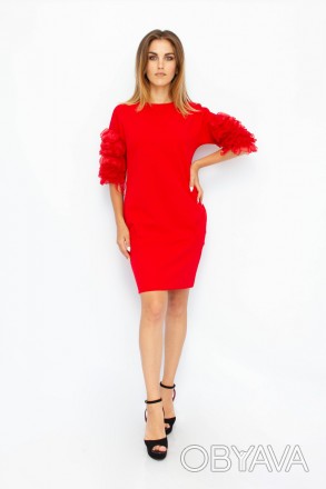 
Стильное платье Julyet красного цвета с необычными рукавами. Ткань плотная, тян. . фото 1