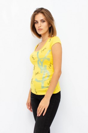 
Оригинальная женская футболка желтого цвета, производство Турция. Футболка прил. . фото 3