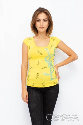 
Оригинальная женская футболка желтого цвета, производство Турция. Футболка прил. . фото 1