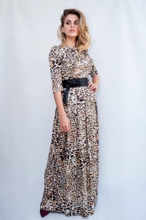 
Платье в пол с леопардовым принтом, производство Турция. Покрой платья притален. . фото 2