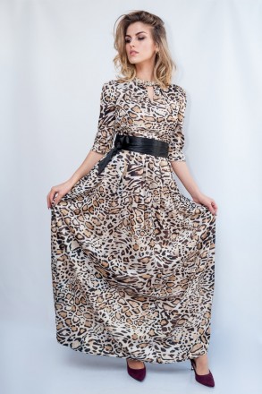 
Платье в пол с леопардовым принтом, производство Турция. Покрой платья притален. . фото 3