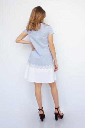 
Летнее платье Fen-ka белый цвет с голубой вертикальной полоской. Ткань платья л. . фото 4