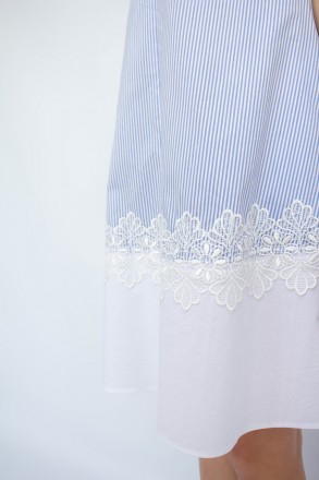 
Летнее платье Fen-ka белый цвет с голубой вертикальной полоской. Ткань платья л. . фото 6