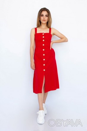 
Повседневное платье Mixray, легкое, без подкладки, красный цвет. Платье притале. . фото 1